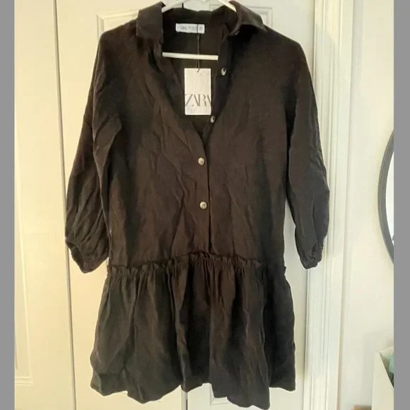 Zara Drop Waist Dress Black